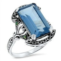 STYLE STERLING srebro Carat SIM Aquamarine & Opal prsten 499z