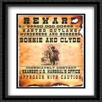 Bonnie i Clyde Traženi poster matted Veliki crni ukrade uokvireni umjetnički otisak