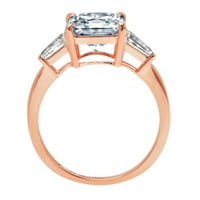 CT sjajan jastuk CISTE CLEAR simulirani dijamant 18k Rose Gold Tro-kameni prsten SZ 6.25