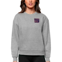 Ženska antigua Heather Sivi New York Giants Victory Crewneck Duks pulover