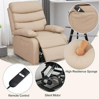 HZLAGM moderna ergonomska električna stolica za prelivanje s nogama sa nogu Jednokrevetni skeniranje sofona salona Soft jastuk i stražnju udobnu fotelju za dnevnu sobu - Bež