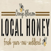 Narančasto cvijet lokalnog meda sa pčelinjem šablonom studijskim košnicama, farmerovo tržište zanata