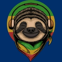 Sloth Rasta A Nošenje slušalica MENS Royal Blue Graphic Tee - Dizajn ljudi M