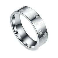 Muškarci Žene Slatke životinjske šape Ispiši titanijum čelični prsten za prsten za rođendan za rođendan