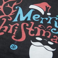 Božićne noćne odjeće roditelj-dijete, dugi rukav okrugli vrat Santa tiskani vrhovi pantalone