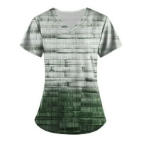 Uniformne vrhove za ženske pilinge rastezanje grafičkog tiskanog gornjeg radne odjeće s džepovima s
