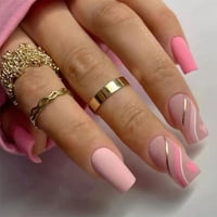Kisor Press na noktima dugački, lažni nokti francuski vrh Press na noktiju ružičastog sa ljepilom za