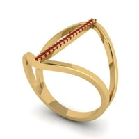 0. CT Sjajan okrugli rez Clear Simulirani dijamant 18k žuti zlatni prsten sa 6 6