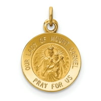 Karat u karatsu 14k žuto zlato Gospe od Mt. Carmel Medalj Privjesak šarm