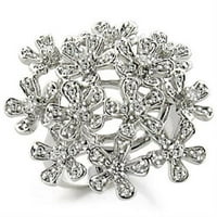Luxe nakit dizajna Ženski rodijumski završni prsten u obliku cvijeta sa kubnim cirkonijom - veličine
