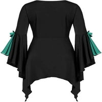Žene Halloween Gothic Witch kostim vrhovi plus veličina seksi čipkasti patchwork t majica haljina tunika
