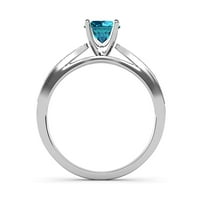 London Blue Topaz i dijamantni zaručni prsten sa milijunskim radom 0. CT TW u 14k bijelo zlato .Size