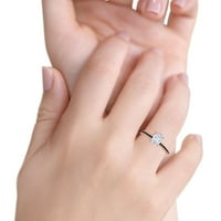 Akcentni vjenčani prsten crni ruža tona simulirana CZ srebrna srebrna 6