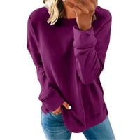 Ženski džemper žene Jesen zima labave casual dugih rukava okrugli izrez puni boja Duks sa kapuljačom