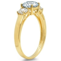 1. CT sjajan okrugli rez prozirni simulirani dijamant 18k žuti zlato Trobotan prsten s 10,25