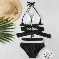 Bikinis za žene, axxd ljetni zavoj čvrsti spremnik Seksi dvodijelni dvodijelni kupaći kostimi za kupaći