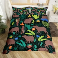 Slatka oprema za posteljinu Capybara Full, poklopac prekrivača Kavaii Capybara, tropski kaktus, ljetni