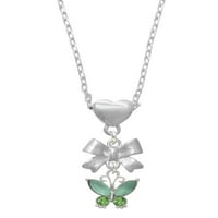 Delight nakit silvertni leptir sa zelenim krilima Srebrni ton luk ogrlicu za srce