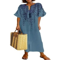 Sanviglor Women Maxi haljine Half Letheve Summer Sandress cvjetni print Duga haljina Bohemian Travel