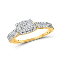 10KT Žuti zlatni okrugli dijamantni kvadratni svadbeni vjenčani prsten za vjenčanje CTTW