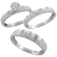 10k bijeli zlatni mens dijamantski vjenčani prsten za muškarce 0. CTTW Sjajno rezano širine veličine