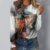 Leesechin ženska jesenska odjeća okrugla vrata labavi vrhovi casual tiskane majice bluza s dugim rukavima u caringu