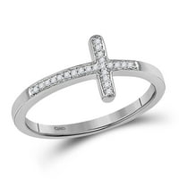 10k bijelo zlato okruglo Diamond Cross Religiozni bend prsten CTTW