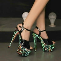 Crvene sandale za žene Ljetne dame Večerke visoke pete Kaiš sa sandale Žene Trend Mary Jane pumpe Fluorescentna