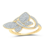 10KT Žuto zlato Žene okrugli dijamantni leptir prsten CTTW