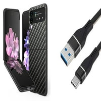 Bemz Premium snop za Samsung Galaxy Z Flip 5G: Slim Snap-on Ettercor futrola, najlonska pletenica USB-C do USB-a kabla