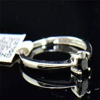Black Diamond Solitaire Angažman prsten okrugli rez prong set 10k bijelo zlato