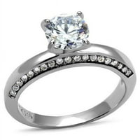 Žene visoko polirani prsten od nehrđajućeg čelika sa AAA CRT CZ-a jasno - veličina 9
