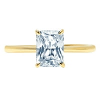 2. CT sjajan zračenje simulirani plavi dijamant 14k žuti zlatni pasijans prsten sz 8.25
