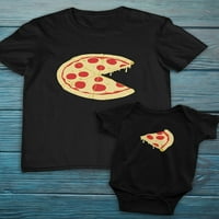 Pizza Pie & Slice Tata i beba Set Baby Bodysuit & Muška majica Tuš poklon tata crna xxx-velika beba