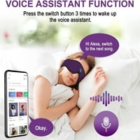 Slušalice za spavanje prozračne 3D slušalice za spavanje bežična glazba maska ​​za oči sa spavanjem ušice za spavanje za bočne pragove Tech gadgets jedinstveni pokloni, ljubičasta