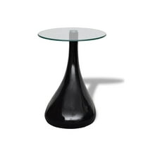 walmeck stol za kavu sa okruglim staklom visokog sjaja crno