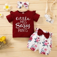 TODDLER Girl Rođendan Outfit Novorođeni dječački dječaci Djevojke kratki rukav + cvjetni šorc set Trendy