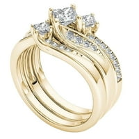 Silver Gold Promise Prsteni delikatni dizajn Knot Set Diamond Modni prsten Svjetlo Visoki razredni prsten