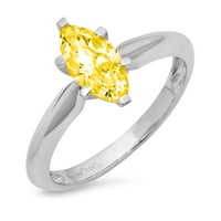 CT sjajan markizni rez simulirani žuti dijamant 14k bijeli zlatni pasijans prsten sz 6.25