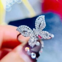 Biplut Vintage Women Cubic cirkonija umetnula leptir prsten za prsten za prsten