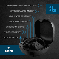 Turonic F Pro - True Bežični ušici - 45h Vrijeme za reprodukciju, Kućište, Mic, IP vodootporna Bluetooth
