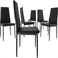 Stolice za ručavanje od 8, ergonomska visoka leđa sa čeličnim okvirom, crno sjedalo PU kože