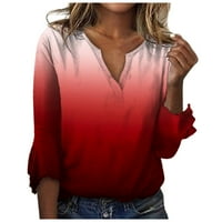 Plus size Ljeto vrhovi modni V izrez 3 4Sleeve gradijentni ispisani majica jesenBlouse Tunic Bluze do