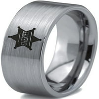 Namještaj sa volfram Sherif Ovlaivi grebeni badge Bard prsten za muškarce Žene Udobnost Fit Grey Flat