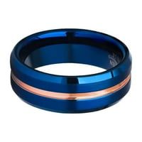 Plavi volfram prsten, ružičasto zlato volfram prsten, vjenčani prsten, zaručni prsten, volfram karbidni
