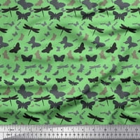 Soimoi Green Japan Crepe satenski tkaninski umjetnički insekti Ispis tkanine sa dvorištem širom