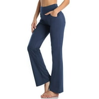 Auroural joga hlače Capri ženske čiste boje visoki struk džep sportove fitness joga široke noge hlače