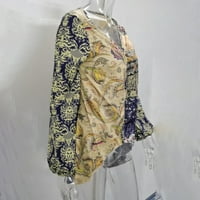 Amousa ženska modna casual bluza plus veličina dugih rukava Ispis V-izrez Dugme Top Thirts Majice za