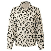 Pločene košulje Ženske majice White Down Majica Plus Veličina Žene Ležerne prilike V izrez Leopard Tunic