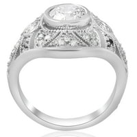 Pompeii 3 8ct Vintage Diamond Angažman prsten Antique Art Deco Filigranski 14k bijelo zlato